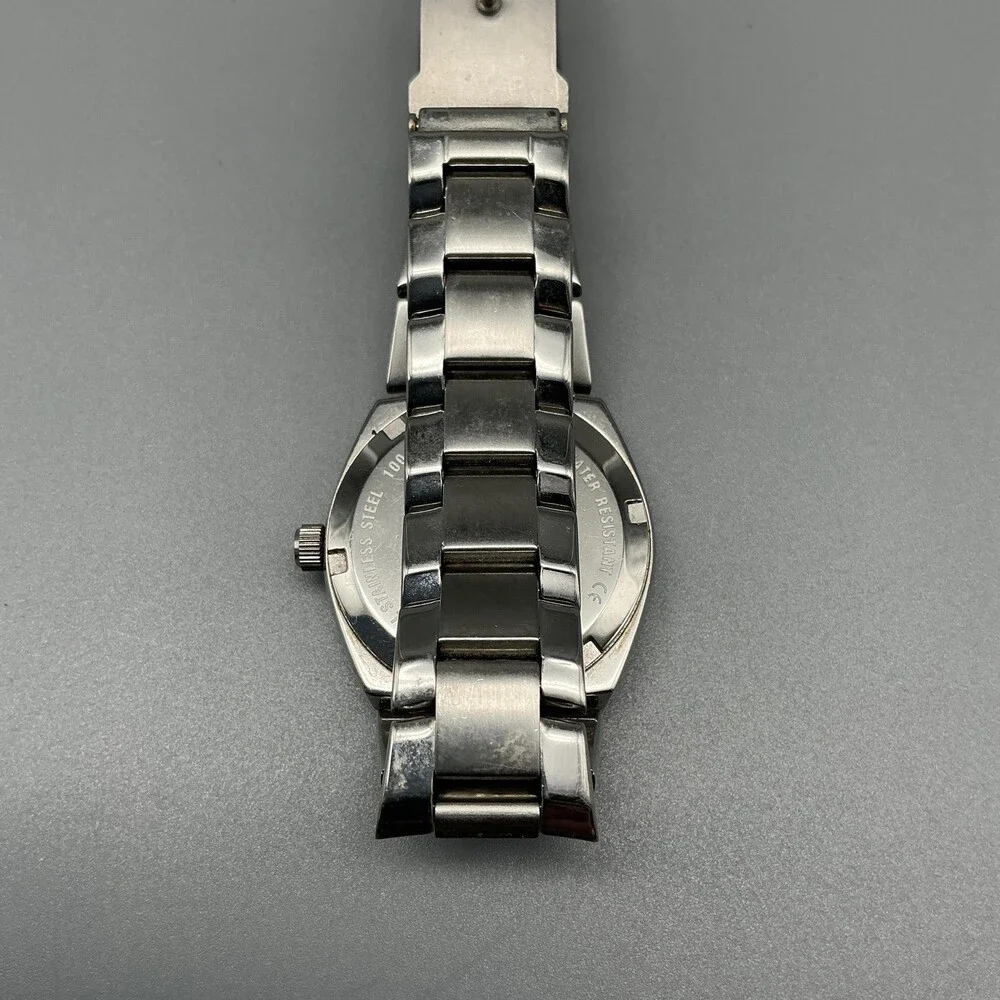 Fossil Blue Womens Watch 28mm Red Dial Stainless Date AM-4100 New Battery 6.75